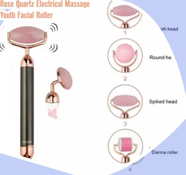 Rose quartz vibrating facial massager